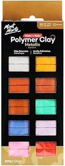 Mont Marte Polymer Clay Set Metallic – 10 Pieces – 100g – Soft, Even Texture – Easy to Shape – Clay for Pottery, Modelling and Handicraft