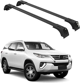 ERKUL Roof Rack Cross Bars for Toyota Fortuner 2015-2023 | Aluminum Crossbars with Anti Theft Lock for Rooftop | Compatible with Flush Rails - Black