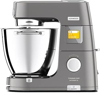 Kenwood Titanium Chef Patissier XL Stand Mixer for Baking- Powerful Food Mixer, With K-Beater, Dough Hook, Whisk, and 2 Bowls 5L and 7L, KWL90.004SI, 1400W, Silver