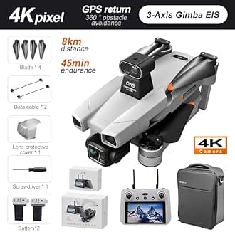 GPS Drone with Camera 4K for Adults,Professional 3-Axis Gimbal & 4K/30FPS EIS Camera, Smart Return to Home,Gesture Selfie,Fixed Point Surround,360° Obstacle Avoidance, Brushless Motors Level 8 Wind Resistance,Foldable Mini Drones for Beginners
