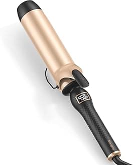 Professional Curling Iron 2 Inch, Large Barrel Curling Wand for Long Hair, MCH Heating with 12 Temperature, Dual Voltage, Black