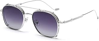 DollgerDouble Lens Clip On Sunglasses Non-flip Lens Round Steampunk Style Glasses for Men Women