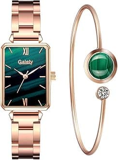 Womens Watch Gifts Set with Bracelet Rose Gold for Lady Female Elegant Luxury Wrist Watches Ladies Stylish Bracelet Watches