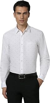 Peter EnglandMen's Cotton Slim Fit Ditsy Printed Full Sleeve Shirt