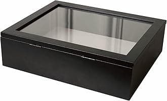 Muzilife 8x10 Shadow Box Picture Frame - 2.16" Deep Wood & Glass Display Case Ready to Hang Memory Box Baby Sports Memorabilia, Wedding, Tickets, and Photos (Black)