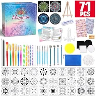 Catcrafter Mandala Dotting Tools Art Supplies - Rock Dot Stencils for Painting Tool Set Craft Kits with Tray Brush Zipper Waterproof Bag Pen for Nail Stone Mandala Arts Drawing Home Decor Activity