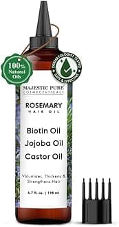 100% Pure Rosemary Oil For Hair Growth - Strengthening, Nourishing, Volumizing - Infused with Biotin Oil, Jojoba Oil & Castor Oil - Non GMO Verified - 6.7 Fl Oz