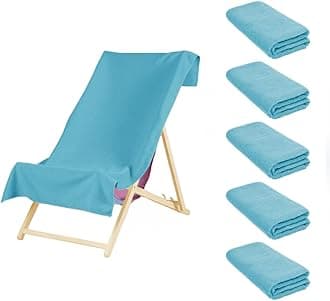 Brentfords Beach Towels for Adults, Holiday Essentials Beach Towel Quick Dry Towel Swimming Pool Gym Yoga Microfibre Towel Large Sand Free, Sea Blue Set of 5