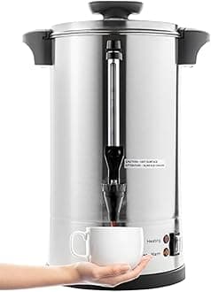 SYBO SR-CP-50B Commercial Grade Stainless Steel Percolate Coffee Maker Hot Water Urn for Catering, 50-Cup 8 L, Metallic