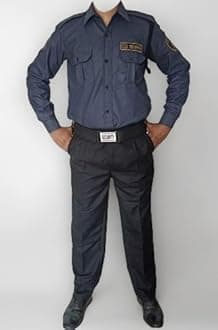 REGALIA Men's Security Guard Uniform (Grey Shirt - Black Matty Trouser/Pant) with Complete Accessories Set & Labels (Waist 32 Inch), EACH