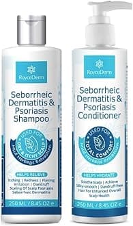 Roycederm Seborrheic Dermatitis & Psoriasis Shampoo and Conditioner Set - Effective Scalp Treatment for Folliculitis, Psoriasis, Dandruff, Dry Itchy Scalp - Soothing, Moisturizing Herbal Formula