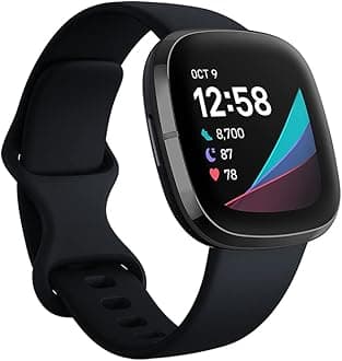Fitbit Sense Advanced Smartwatch with Tools for Heart Health, Stress Management & Skin Temperature Trends, Alexa Built-in, Carbon/Graphite, One Size (S & L Bands Included)
