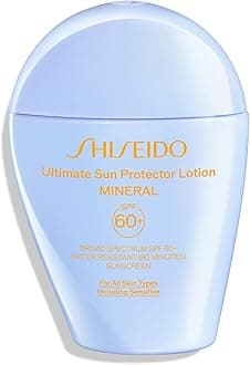 Shiseido Ultimate Sun Protector Lotion Mineral SPF 60+ - Sheer, Broad-Spectrum Sunscreen for Face & Body - Visibly Improves Fine Lines, Smoothness & Skin Tone - Fragrance Free, All Skin Types