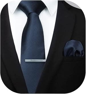 Mens Ties Solid Color Wedding Ties and Pocket Square Neckties Clip Sets Business Formal Satin Ties for Men