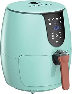 SOLARA Large Digital Air Fryer for Home Kitchen with 8 Preset Modes Cooking Basket Mobile App with 100+ Recipes eBook and Videos Mint Green Large (3.5L)