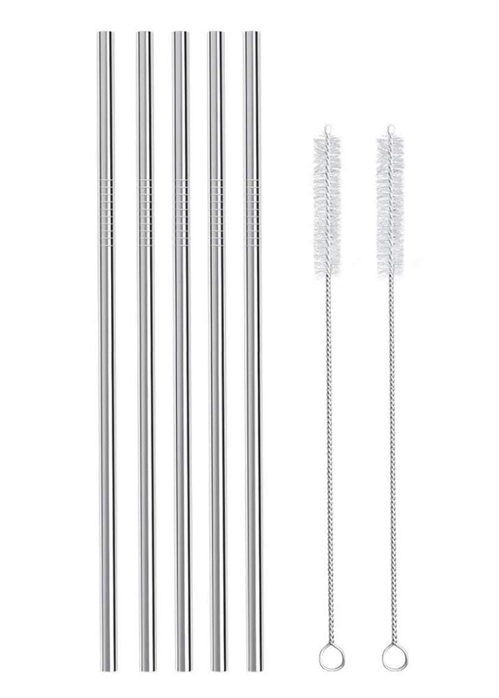 nanly Extra Long Drinking Straws Reusable 12"/305mm (Diameter 9 mm),SUS 304 Food-Grade Stainless Steel-Set of 4 with 2 Cleaning Brushes (9mmX12in)