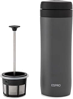 Espro 5012C-17GR Travel Press for Coffee, Stainless Steel, Gunmetal Grey