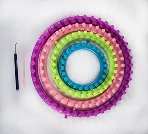 ROUND KNITTING LOOM-SET OF 4 INCLUDES HOOK AND NEEDLE