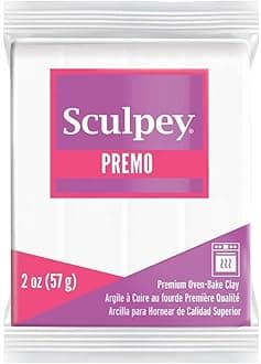 Polyform Sculpey Premo™ Polymer Oven-Bake Clay, White, Non Toxic, 2 oz. bar, Great for jewelry making, holiday, DIY, mixed media and home décor projects. Premium clay perfect for clayers and artists.