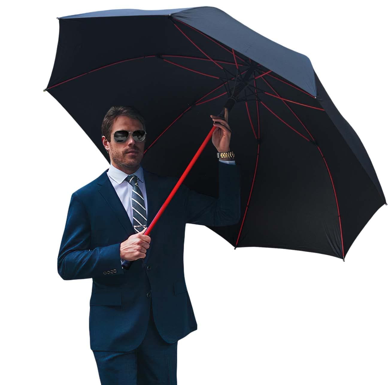 Automatic Open Golf Umbrella，Extra-Large Oversized 62 Inch Windproof Rain Stick Umbrella UV Protection Sports Umbrella