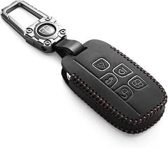Genuine Leather Compatible with Range Rover Key fob Cover fit Jaguar Land Rover Evoque Discovery accessories (black)