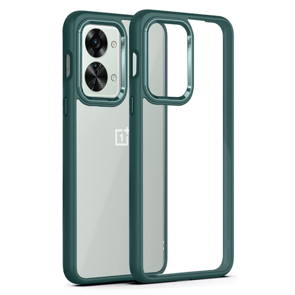 Winble Back Case Cover for OnePlus Nord 2T 5G Back Cover Metal Camera Guard Acrylic Clear Protective Back Cover for OnePlus Nord 2T 5G / One Plus Nord 2T 5G (Green)