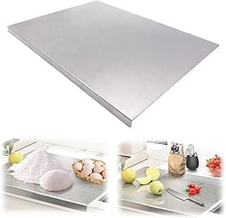 Aowin Stainless Steel Cutting Board,Large Metal Cutting Plate,Lipped Cutting Board for Kitchen,Non-Slip Cutting Boards for Meat,Fruits,Vegetables,Chopping Boards for Countertop(40 x 50cm)