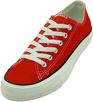 ECG4U-E3B27M Men's Canvas Sneakers Classic Lace Up Oxfords Students Fashion Shoes, Black, Red, Navy, White, Grey