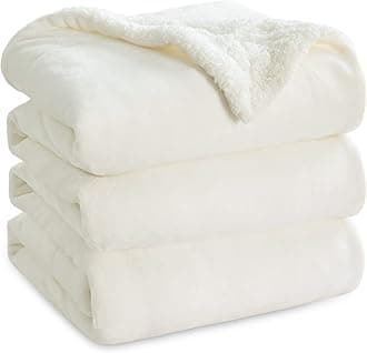 Bedsure GentleSoft Sherpa Fleece Blankets King Size for Bed, Non-Heated, Thick and Warm Throw for Women and Men, Soft Fuzzy Plush King Blanket for Spring, Cream, 108x90 Inches
