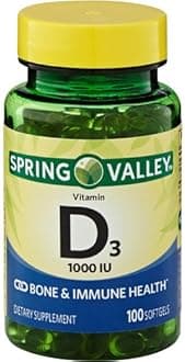 Spring Valley Vitamin D3, 1000 IU Bone & Immune Health, 100 Softgels