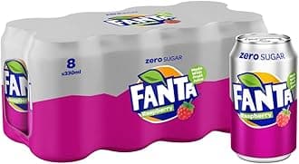 Fanta Zero Raspberry Cans, 8 x 330 ml