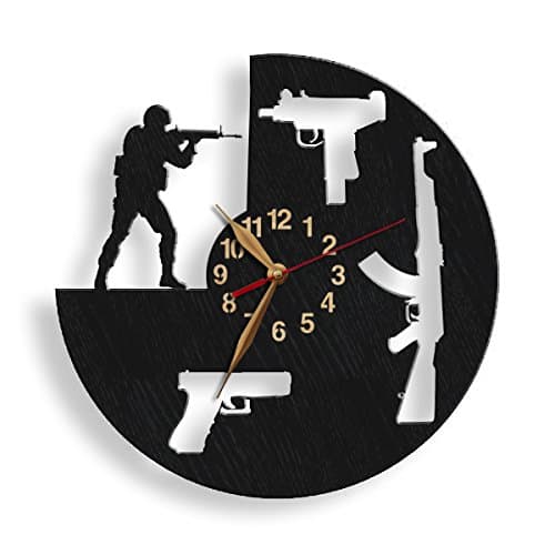 mage Armed Forces Military Big Wall Clock -Select Size, Personalized- Wood Gun Army Swat Gift Trooper Arms I Love Weapons Rifle Machine Gun Grenade Wall Art Décor