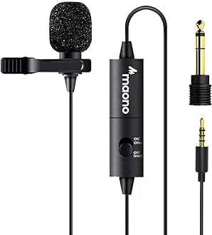 Maono AU-100 Condenser Clip On Lavalier Microphone with 6 Meters Audio Cable