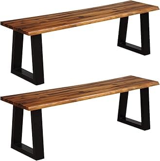 Giantex Set of 2 Wooden Dining Bench Seating Chair Rustic Indoor &Outdoor Furniture