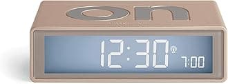 Lexon Flip+ Digital Alarm Clock for bedrooms, Reversible On/Off Faces with Snooze Function, LCD Display & Touch Sensor Light, Battery Operated, Rubber - Soft Gold
