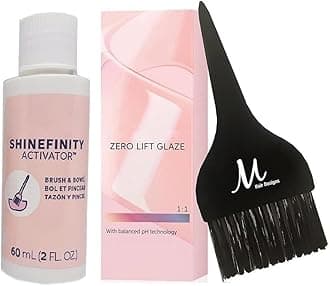 Shinefinity Zero Lift Glaze 00/56 Pink Booster Demi-Permanent Hair Color 2 Ounce, Shinefinity Activator 2 oz and M Hair Designs Tint Brush (Bundle)
