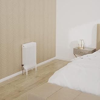 WarmehausTraditional Cast Iron Style White 4 Column Horizontal Radiator 600x425mm Central Heating Space Saving Radiators