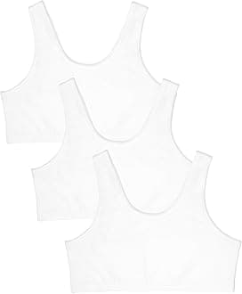 Fruit of The Loom Girls 3 Pack Cotton Built -Up Stretch Sports Bra in Everyday Colors