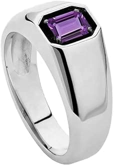 10K 14K 18K Gold Men's 2 Carat Emerald Cut Gemstone Ring Custom Gemstone Birthstone Pinky Ring for Men Jewelry Gift for Him