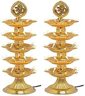 MAHA Pack 30% More Lighter 5 Layer s for Pooja Room Electric Diya Deepak Light Pooja Diya Light Mandir Diya for Home Temple Decor Electric Diya (Pack of 1) J@11