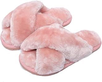 Womens & Girls Slippers Ladies Fluffy Plush House Slippers Cozy Open Toe Faux Fur Sliders for Girls Warm Sandals Indoor Winter
