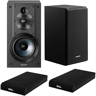 Sony SSCS5 3-Way 3-Driver Bookshelf Speaker System (Black) Bundle with Isolation Pads (2 Items)