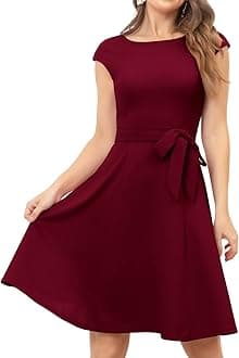 Women Casual Dresses Swing Tea Dress Cocktail Vintage A-Line Midi Party Dress