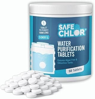 Tab 1000 | Chlorine Tablets for Water Tanks of 1000 Ltrs, Overhead & Underground Water Tanks; Water Purification Tablets Kills Bacteria and Prevents Algae; Pack of 50 Tablets for 50000 Ltrs