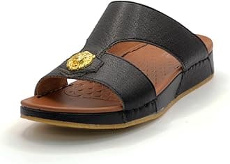 1018 Arabic Sandals for Men - Traditional Leather Men Sandals - Anti Slippery Mens Sandals - Open-Toe Leather Sandals for Men