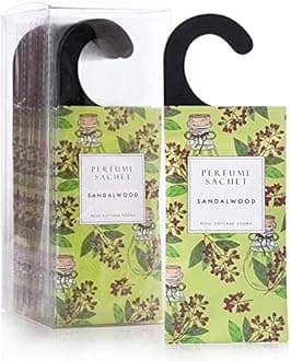 Rose CottageLarge 12 Packs Sandalwood Hanging Closet Deodorizer Air Freshener Long Lasting Scented Sachets Smell Goods for House