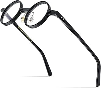 HEPIDEMHEPIDEM Acetate Glasses Frame Men,Left Square Right Round Vintage Retro Optical Eyeglasses