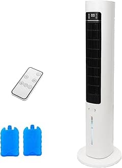 Windowless Portable Air Conditioner, 41” Evaporative Air Cooler with Remote, Swamp Cooler 3 Models,12H Timer, 70°Oscillation Tower Air Conditioner 3L Water Tank & 2 Ice Packs for Room Bedroom Office