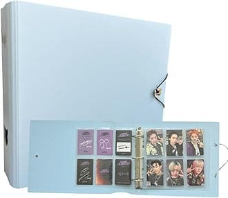 K-Keep [A5 Extra Wide] 6 Pocket/5 Pocket Binder - [1.5 Inch] - [Minimalist Series] - D-Ring Compact Beginner Friendly Kpop Photocard Collector Binder for OT5 or OT6 Collector (ICY Blue)