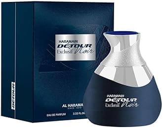 Al Haramain Detour Noir Exclusif Eau de Parfum Spray 100ml | Luxury Arabian Perfume for Women and Men | Florals, Amber, Musk Scent Fragrance